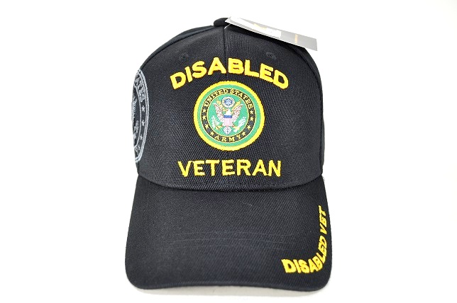 CAP-1229B DISABLE VETERAN ARMY EMBLEM - BLACK